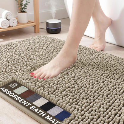 Neater Home Plush Bathroom Rugs 36x24 Thick Chenille Quick Dry Microfiber Absorbent Bath Mat, Soft Bath Rugs, Machine Washable Bathroom Floor Mat for Tub Shower Sink, Home Decor Accessories, Green
