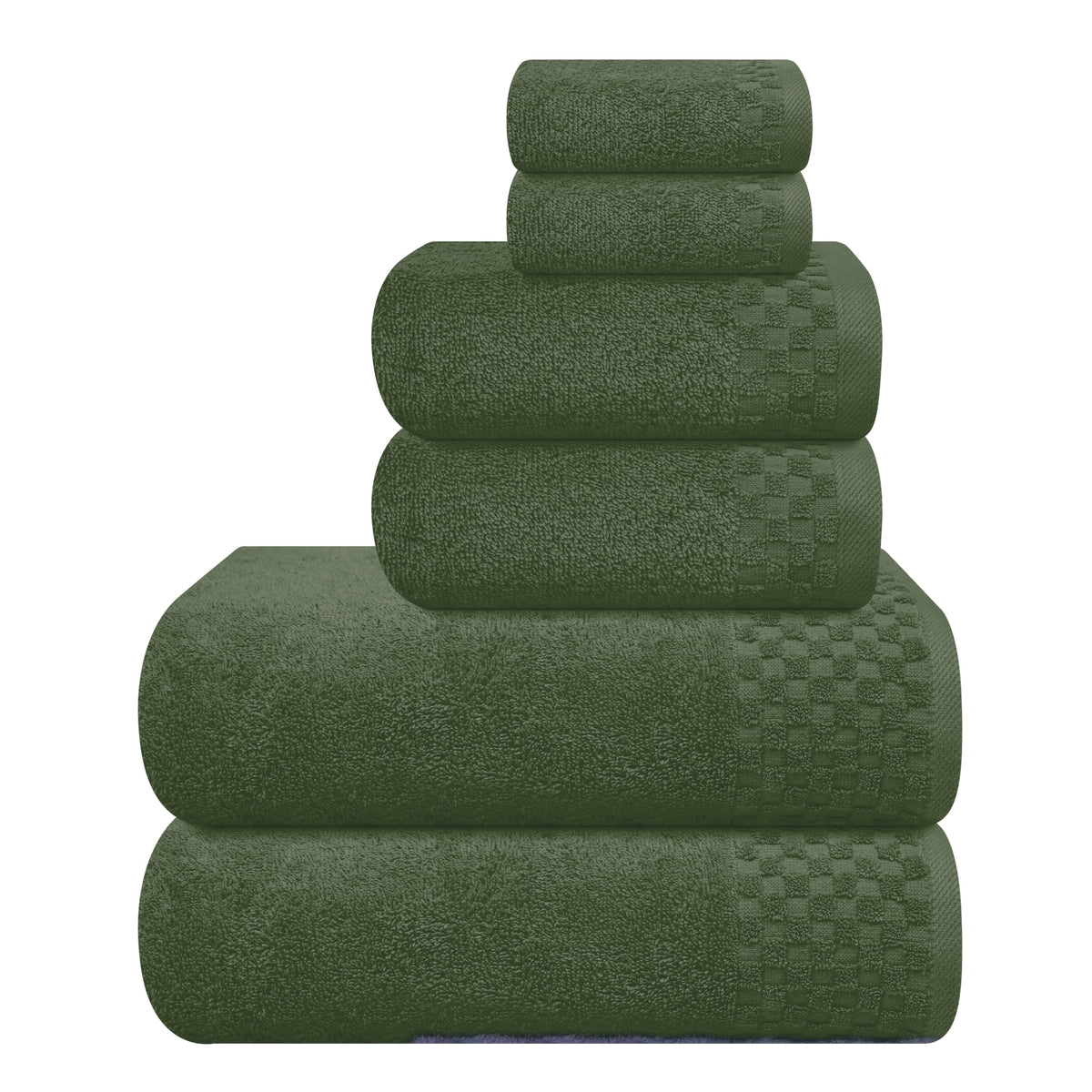 MyOwn Premium Cotton 6 Pack Towel Set for Bathroom, Contains 2 Bath Towels 28x55 inch, 2 Hand Towels 16x24 inch & 2 Wash Coths 12x12 inch, Ideal Everyday use, Compact & Lightweight - Black