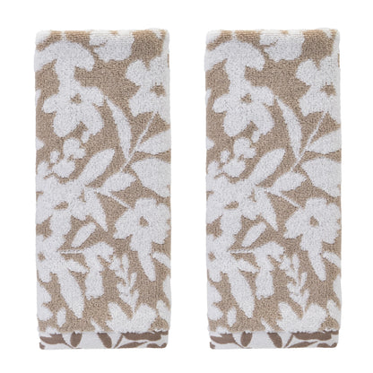 SKL Home Distressed Leaves Hand Towel Set-2pc, Turkish Cotton, Denim Blue