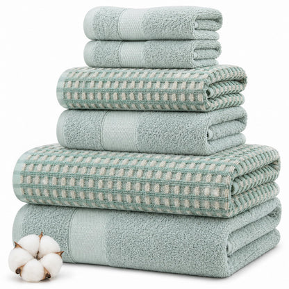 Modern Threads 6 Piece Bath Towel Set – Bathroom Towel Set with 2 Bath Towels, 2 Hand Towels & 2 Washcloths – 100% Cotton, Soft & Absorbent – Waffle (Classic Taupe)