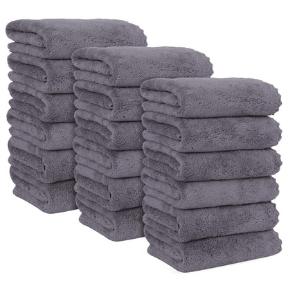 MOONQUEEN 6 Pack Premium Hand Towels - Quick Drying - Microfiber Coral Velvet Highly Absorbent Towels - Multipurpose Use as Hotel, Bathroom, Shower, Spa, Hand Towel 16 x 28 inches (Brown)
