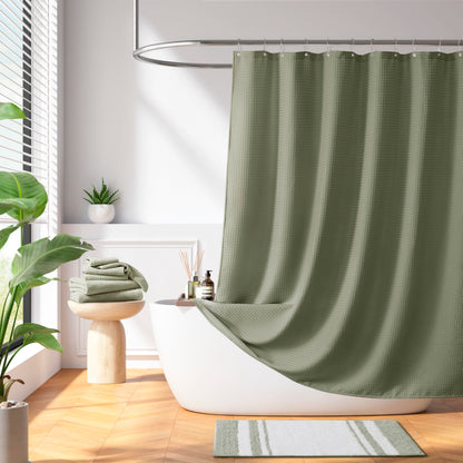 Madison Park Arbor Waffle Shower Curtain for Bathroom, 72 x 72, Beige