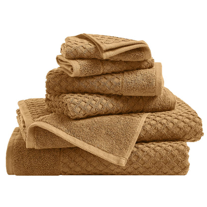 Great Bay Home Bath Towels - 100% Cotton 6 Piece Towel Set - Diamond Waffle Weave - Absorbent, Durable, Quick-Dry Towels for Bathroom (Copper)