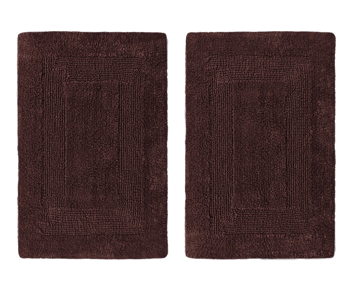 COTTON CRAFT 2 Pack Reversible Bath Mat Rug - Soft Luxurious -17x24- Ivory