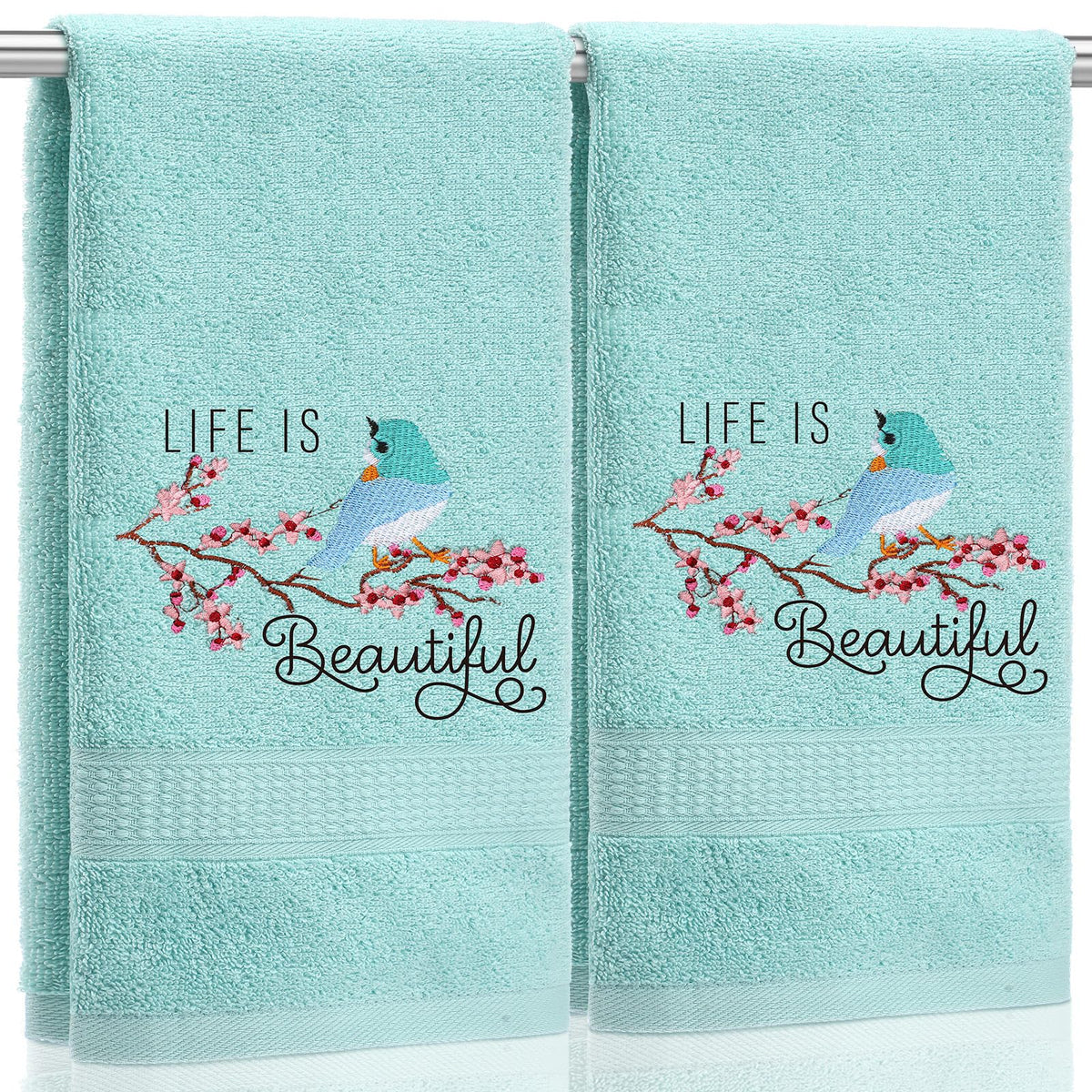 SmoothNovelty 2 Pcs Butterfly Hand Towels Purple Bathroom Decor 14x29 Inch
