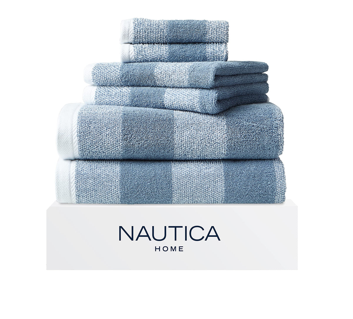 Nautica - Cotton Bath Towel Set with Hand Towels & Washcloths, 6-Piece Set