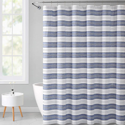 Serafina Home Nautical Striped Blue and White Fabric Shower Curtain: