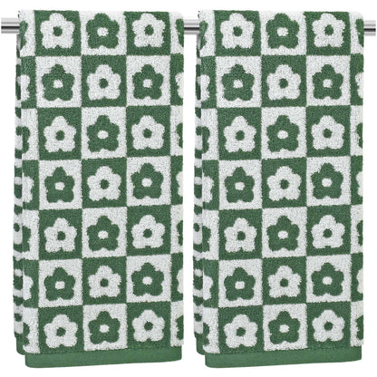 Jacquotha Pink Checkered Floral Hand Towels