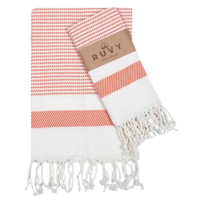 Ruvy Home Basics Turkish Hand Towels for Bathroom Set of 2 | 18"x40", Cotton | Decorative Towel for Bathroom, Kitchen, Dishcloth, Tea, Yoga, Face, Gym - Beige