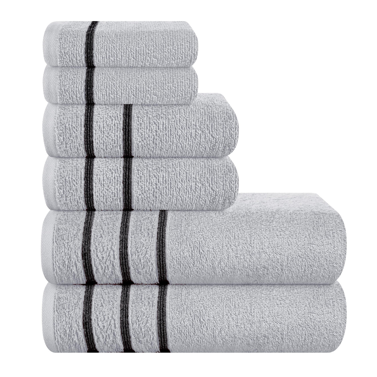 MyOwn Ultra Soft 6 Pack Cotton Towel Set, Contains 2 Bath Towels 28x55 inch, 2 Hand Towels 16x24 inch & 2 Wash Coths 12x12 inch, Ideal Everyday use, Compact & Lightweight - Pink, 71662