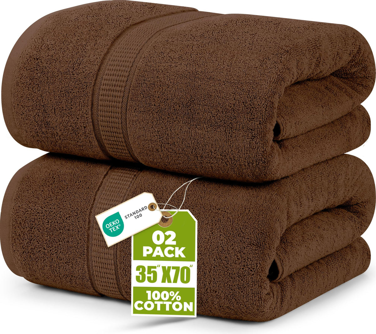 Utopia Towels Jumbo Bath Sheets, 2 Pack, 35x70 in, 600 GSM Cotton, Grey