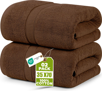 Utopia Towels Jumbo Bath Sheets, 2 Pack, 35x70 in, 600 GSM Cotton, Grey