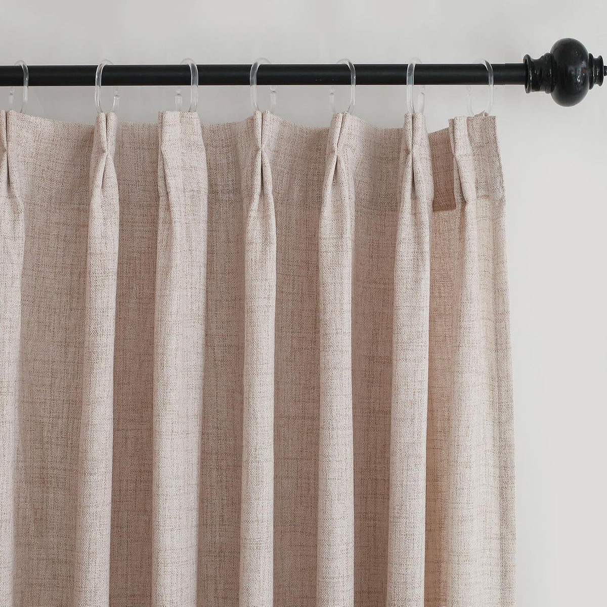 HIG Camel Linen-Like Pinch Pleated Shower Curtain, 72 Inch Wide, Fabric Bathroom Curtain with Memory Shape, Modern Neutral Solid Color, Machine Washable Privacy Cloth Curtain for All Season Use