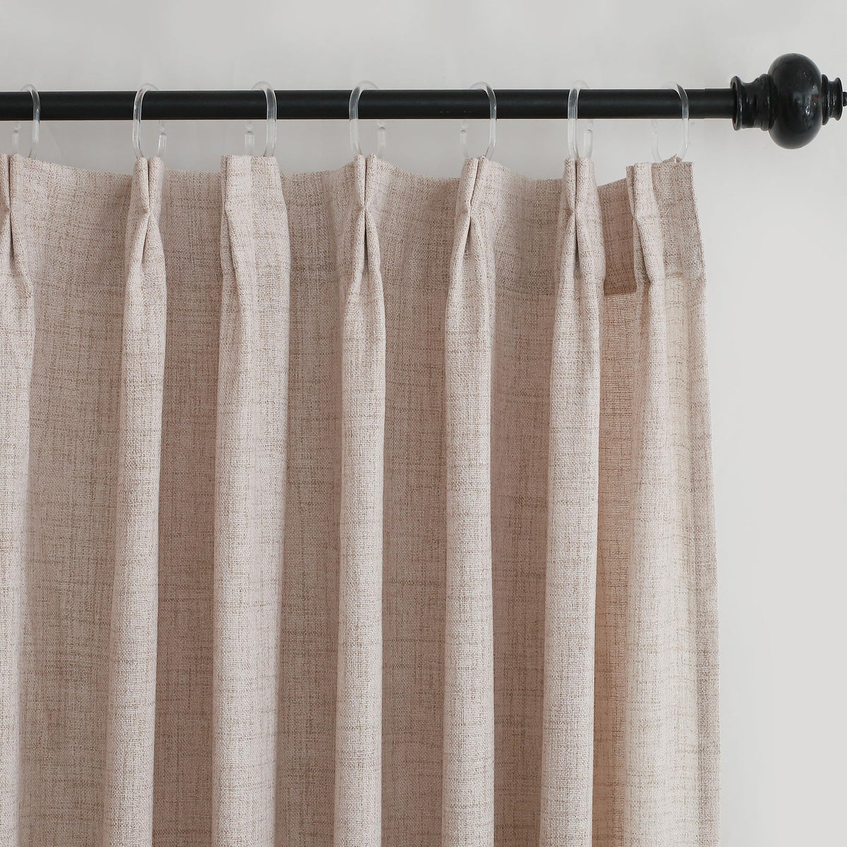 HIG Camel Linen-Like Pinch Pleated Shower Curtain, 72 Inch Wide, Fabric Bathroom Curtain with Memory Shape, Modern Neutral Solid Color, Machine Washable Privacy Cloth Curtain for All Season Use