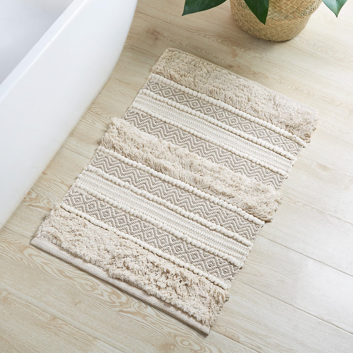 INK+IVY Asher Non-Slip Bath Rug Absorbent Quick Dry Striped, 20 x 32, Navy