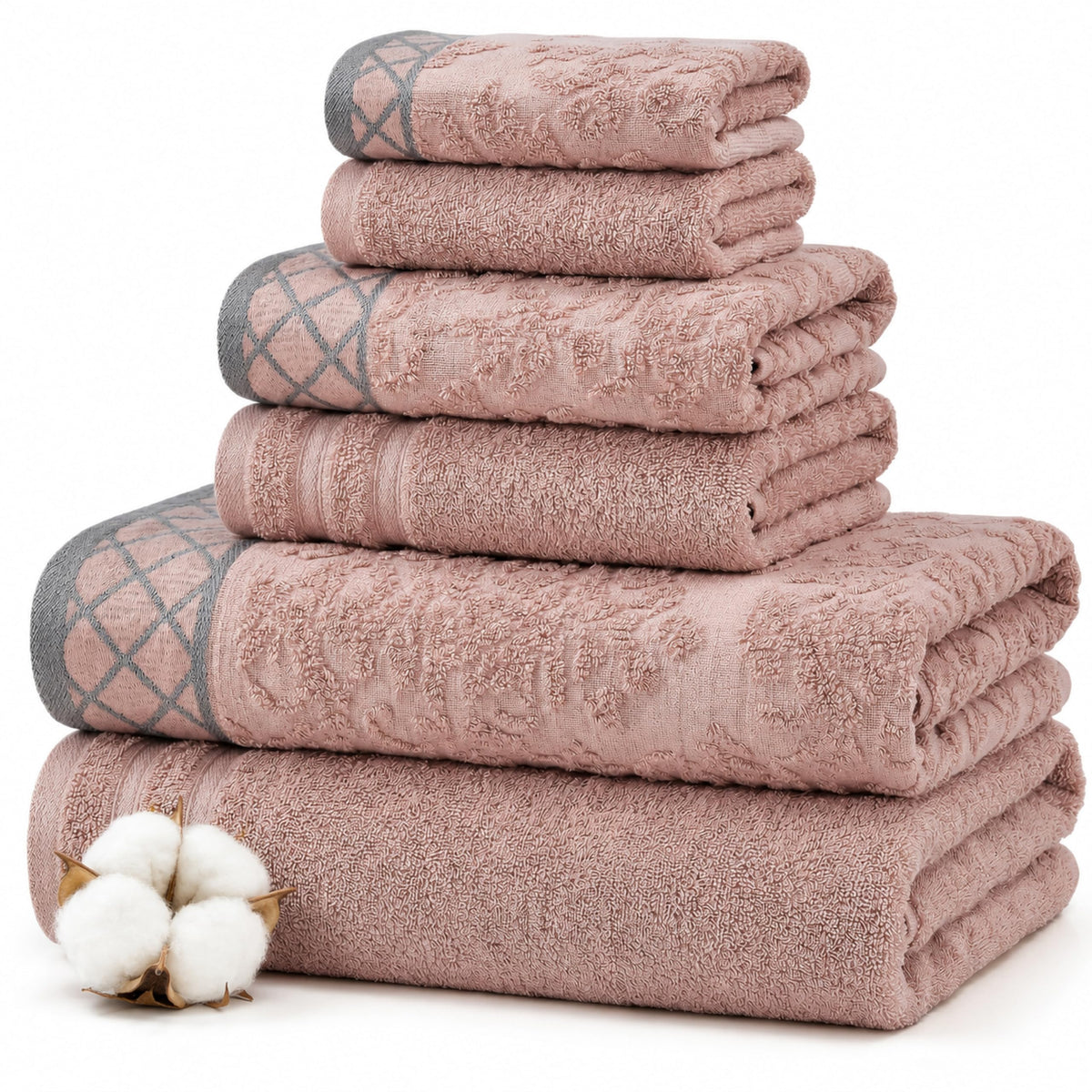 Modern Threads 6 Piece Bath Towel Set – Bathroom Towel Set with 2 Bath Towels, 2 Hand Towels & 2 Washcloths – 100% Cotton, Soft & Absorbent – Waffle (Classic Taupe)