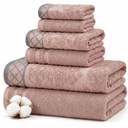 Modern Threads 6 Piece Bath Towel Set – Bathroom Towel Set with 2 Bath Towels, 2 Hand Towels & 2 Washcloths – 100% Cotton, Soft & Absorbent – Waffle (Classic Taupe)