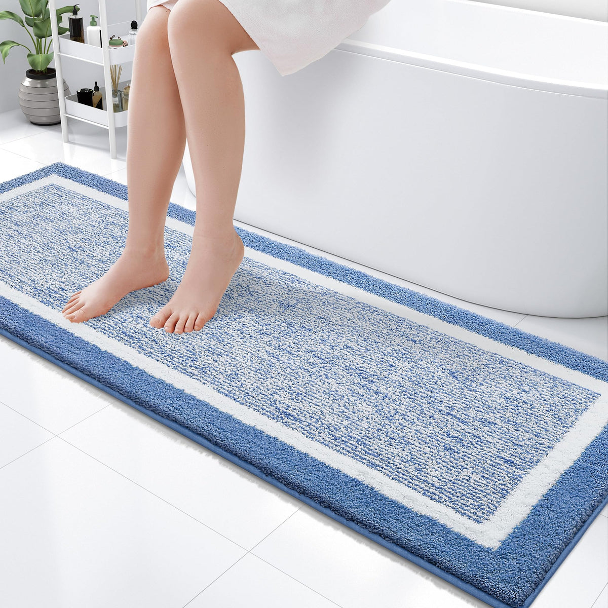 OLANLY Small Bathroom Rugs 24x16, Soft Absorbent Microfiber Bath Rugs, Grey