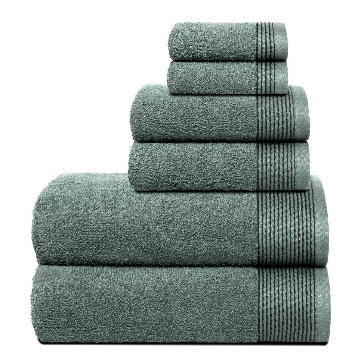 Belizzi Home 100% Cotton Ultra Soft 6 Pack Towel Set, Contains 2 Bath Towels 28x55 inchs, 2 Hand Towels 16x24 inchs & 2 Washcloths 12x12 inchs, Compact Lightweight & Highly Absorbant - Black