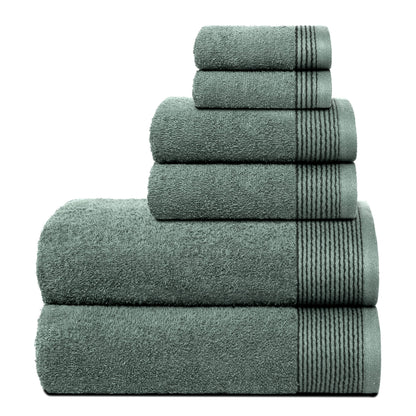 Belizzi Home 100% Cotton Ultra Soft 6 Pack Towel Set, Contains 2 Bath Towels 28x55 inchs, 2 Hand Towels 16x24 inchs & 2 Washcloths 12x12 inchs, Compact Lightweight & Highly Absorbant - Black