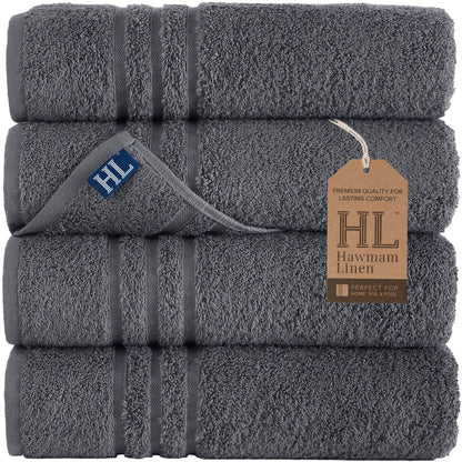 Hawmam Linen Cream 6 Piece Bath Towels Set for Bathroom Original Turkish Cotton Soft, Absorbent and Premium 2 Bath Towels, 2 Hand Towels, 2 Washcloths (Sea Salt)