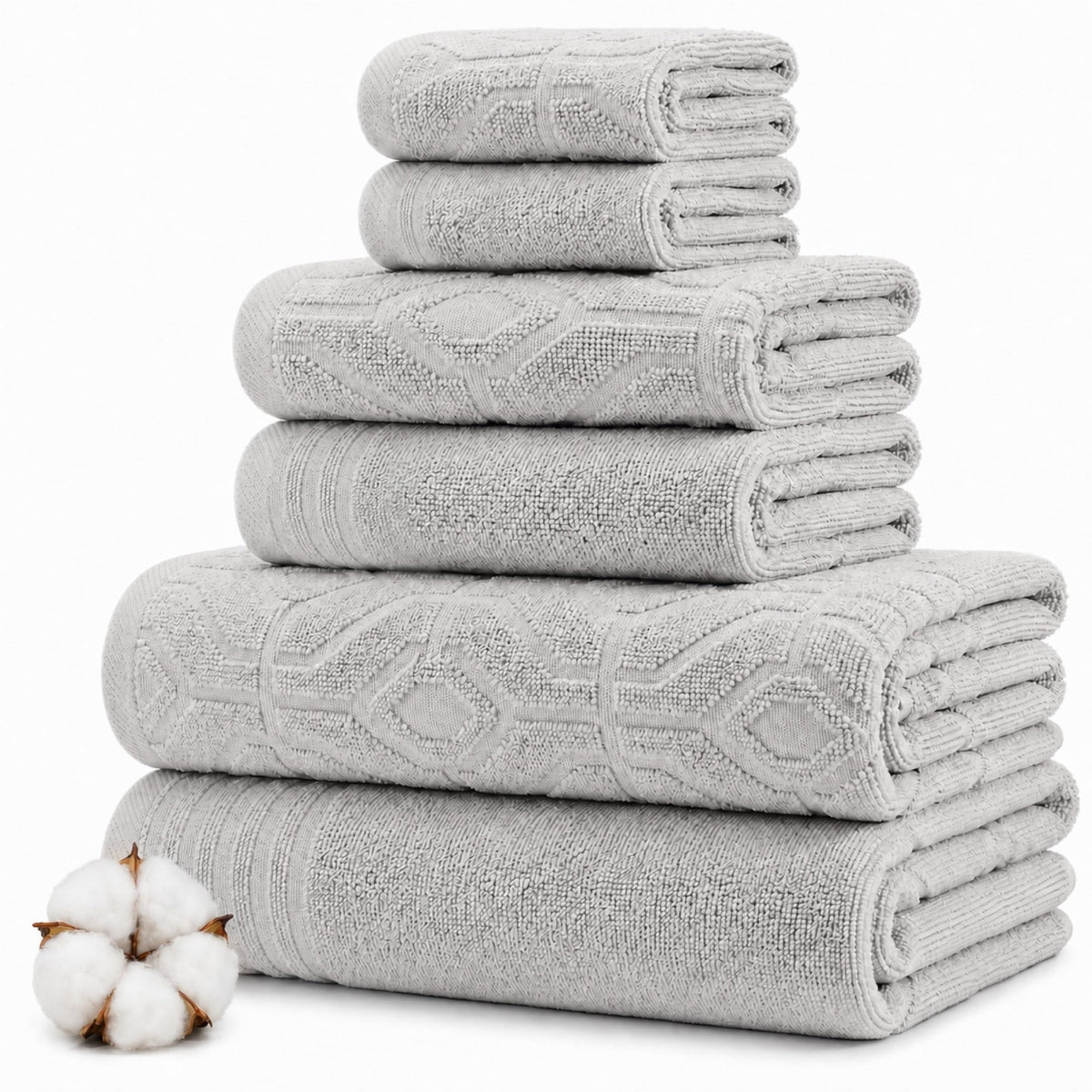 Modern Threads 6 Piece Bath Towel Set – Bathroom Towel Set with 2 Bath Towels, 2 Hand Towels & 2 Washcloths – 100% Cotton, Soft & Absorbent – Waffle (Classic Taupe)