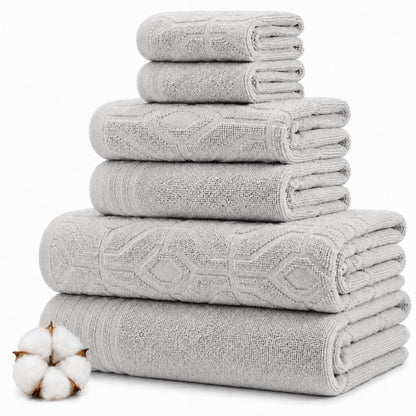 Modern Threads 6 Piece Bath Towel Set – Bathroom Towel Set with 2 Bath Towels, 2 Hand Towels & 2 Washcloths – 100% Cotton, Soft & Absorbent – Waffle (Classic Taupe)