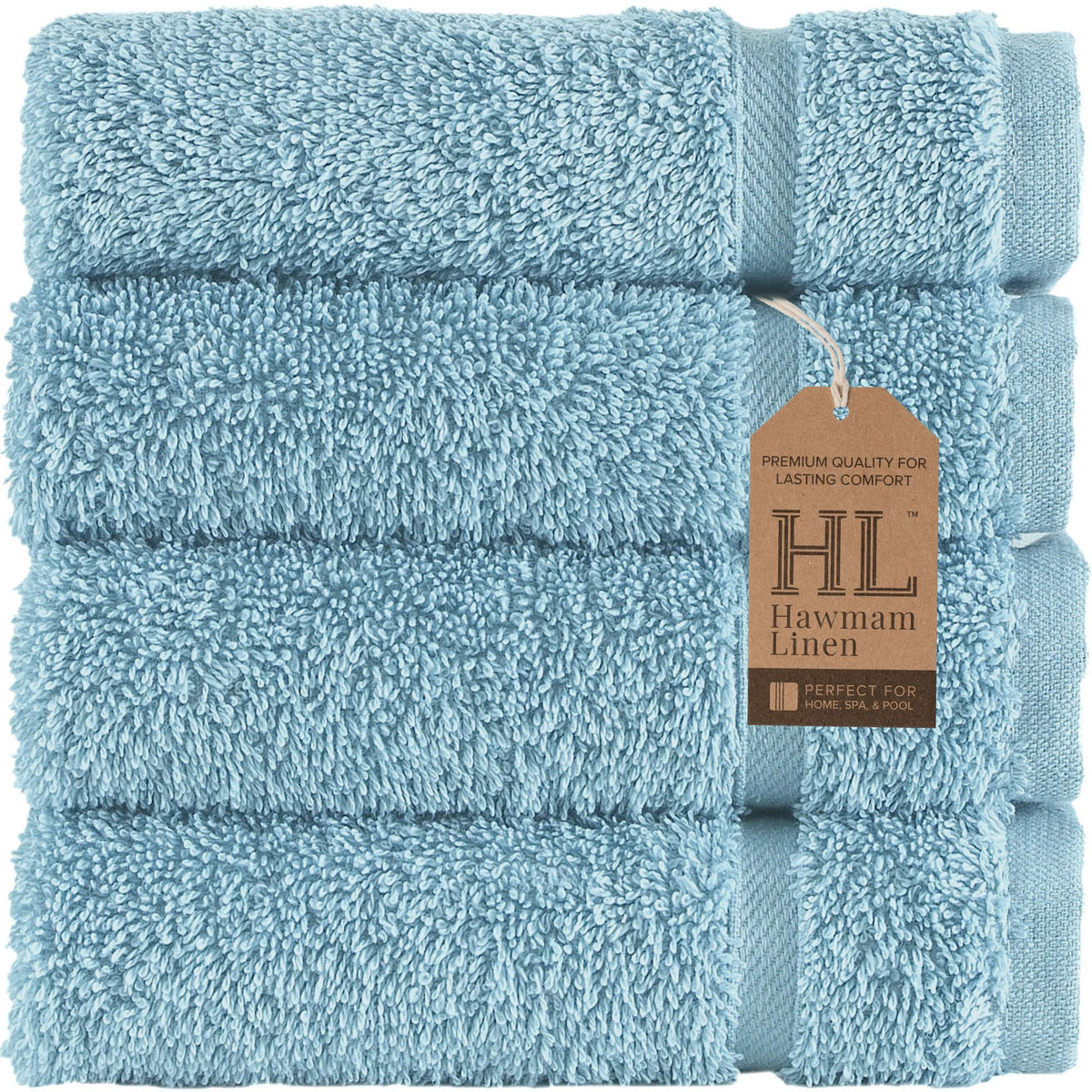 Hawmam Linen Cream 6 Piece Bath Towels Set for Bathroom Original Turkish Cotton Soft, Absorbent and Premium 2 Bath Towels, 2 Hand Towels, 2 Washcloths (Sea Salt)