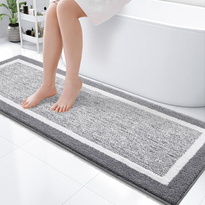 OLANLY Small Bathroom Rugs 24x16, Soft Absorbent Microfiber Bath Rugs, Grey