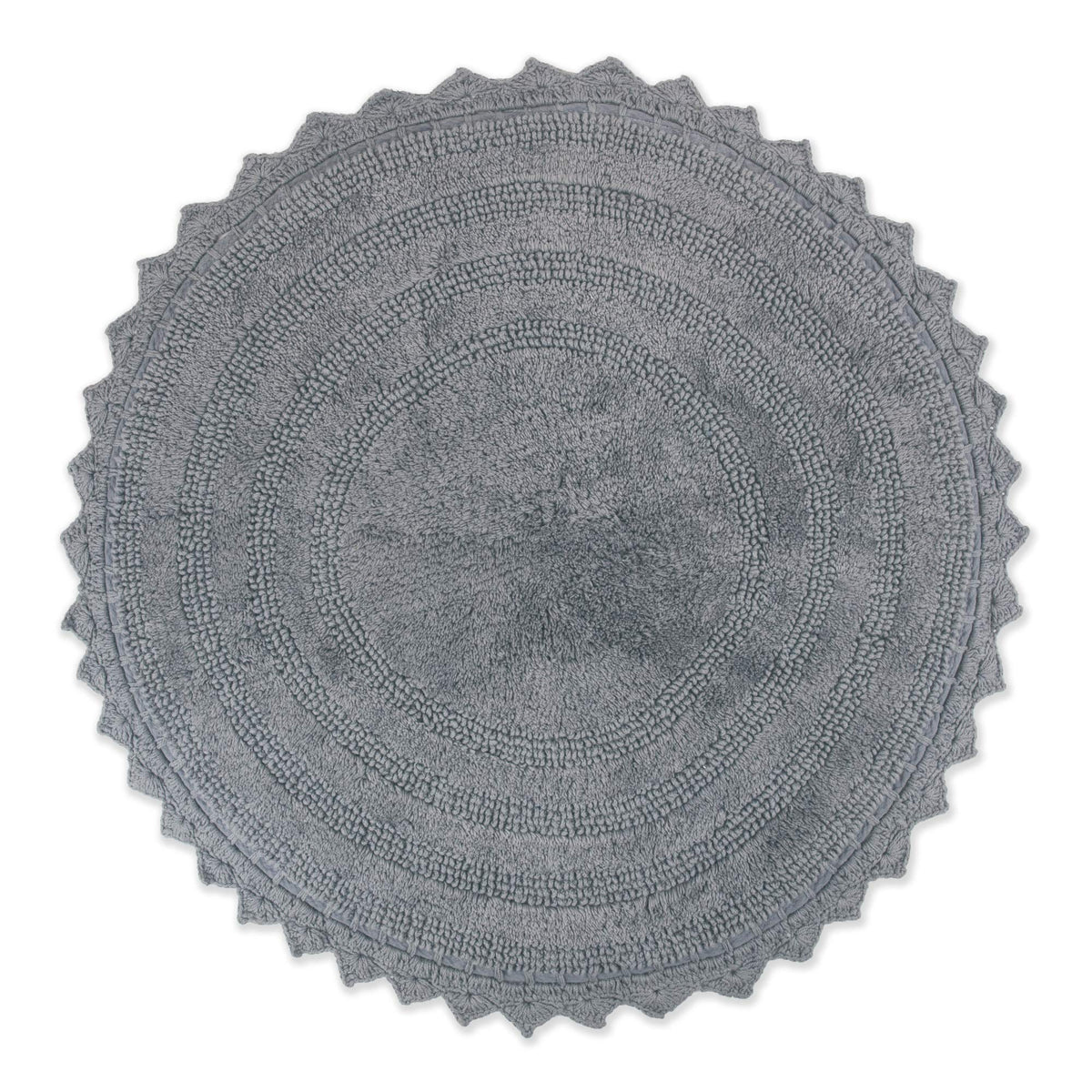 DII Crochet Collection Reversible Bath Mat, Small Oval, 17x24, Dark Green