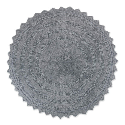 DII Crochet Collection Reversible Bath Mat, Small Oval, 17x24, Dark Green