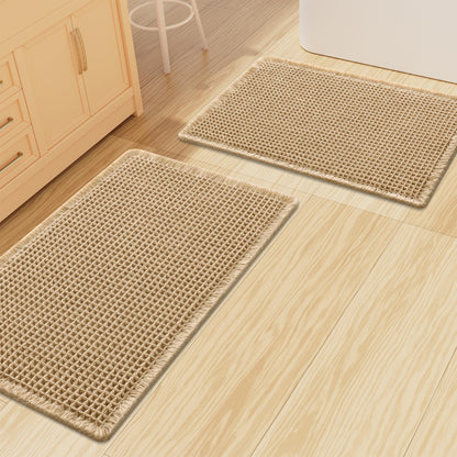 Smiry Waffle Bathroom Rugs Sets 2 Piece (30x20+24x16, Brown)
