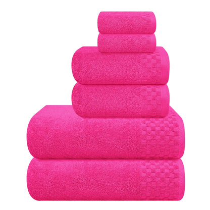 MyOwn Premium Cotton 6 Pack Towel Set for Bathroom, Contains 2 Bath Towels 28x55 inch, 2 Hand Towels 16x24 inch & 2 Wash Coths 12x12 inch, Ideal Everyday use, Compact & Lightweight - Black