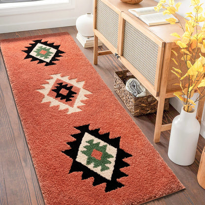 DEXDE Black Bathroom Rugs 20x32 Aztec Boho Long Western Plush Bath Mats