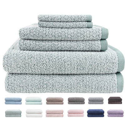Everplush Diamond Jacquard 6 Pieces Bath Towel Set, Luxury Super Soft Oversized Towels, Highly Absorbent Diamond Jacquard Quick Dry Bath Towel for Bathroom Navy Blue Towel Set