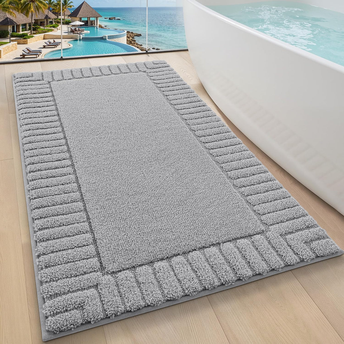 LUMI Soft Bathroom Rugs Absorbent, Non Slip Bath Mat 24x36, Beige