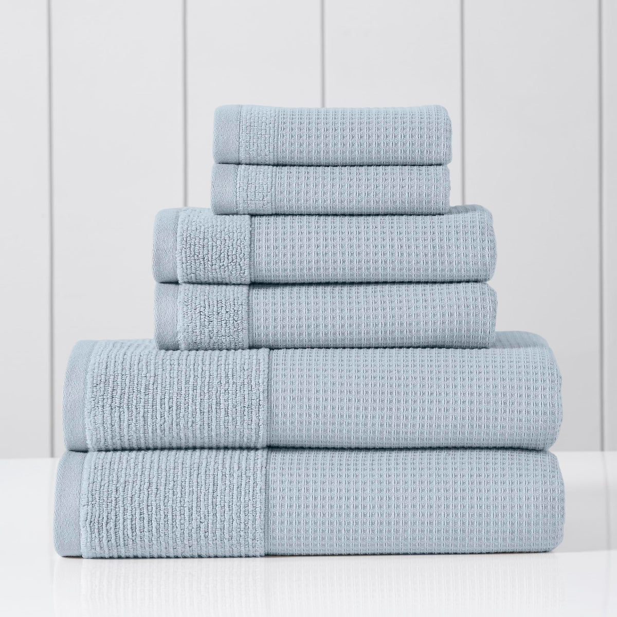 Modern Threads Waffle-Rib 6-Piece Towel Set – Premium Cotton Bath Towels, Ultra-Absorbent & Soft, Elegant Waffle Texture for Bathroom & Spa, Taupe
