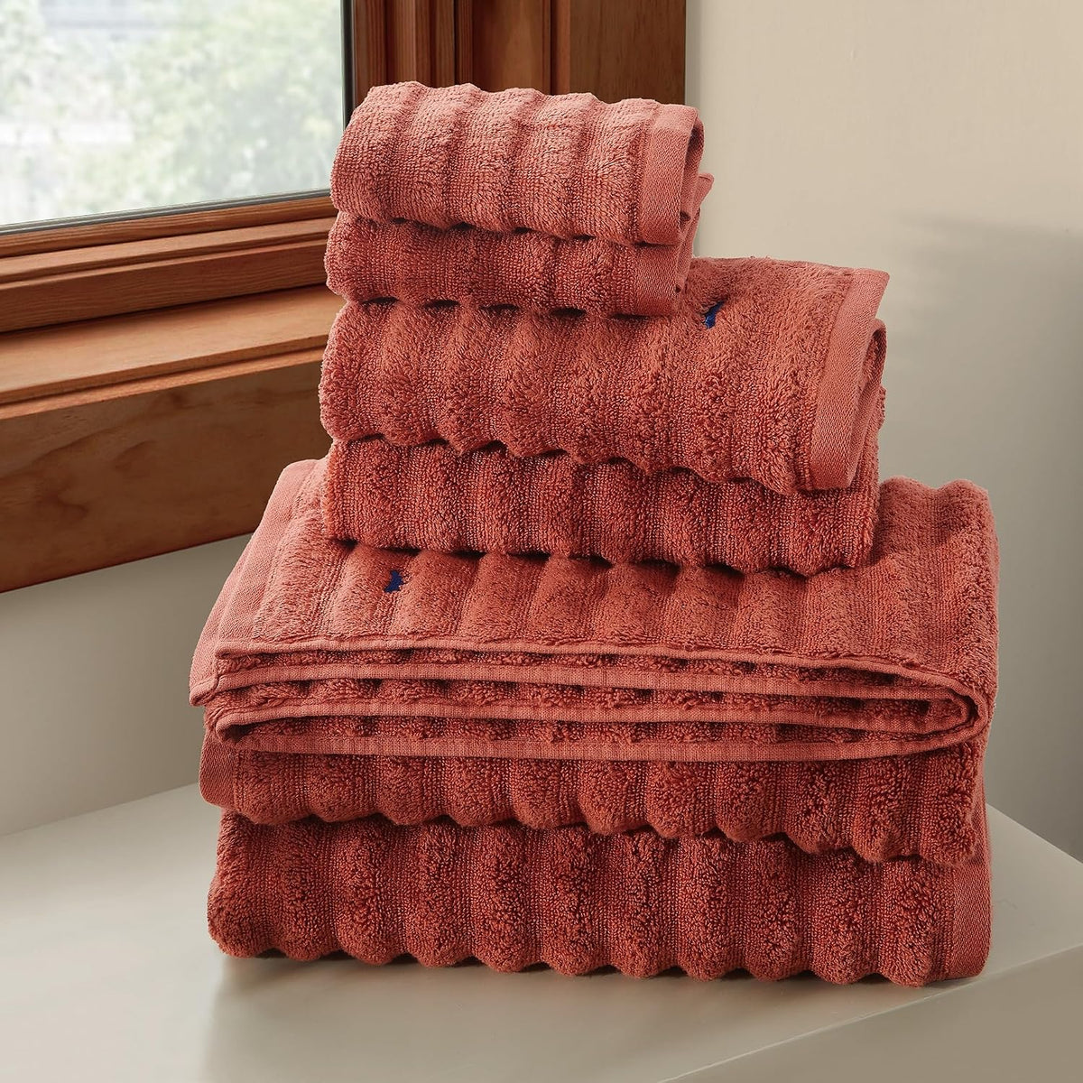 Textured Rust 6 Piece Towel Set, Solid Color Themed, Oeko-TEX Certified Confidence