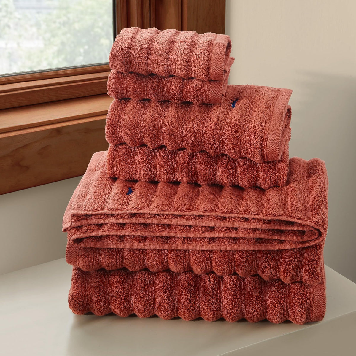 Textured Rust 6 Piece Towel Set, Solid Color Themed, Oeko-TEX Certified Confidence