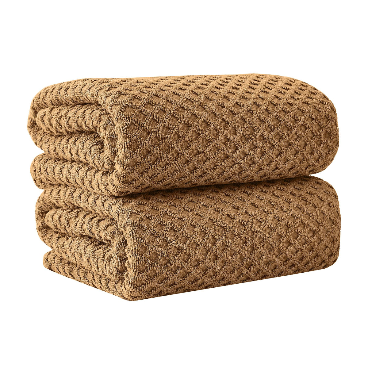 Great Bay Home Bath Towels - 100% Cotton 6 Piece Towel Set - Diamond Waffle Weave - Absorbent, Durable, Quick-Dry Towels for Bathroom (Copper)