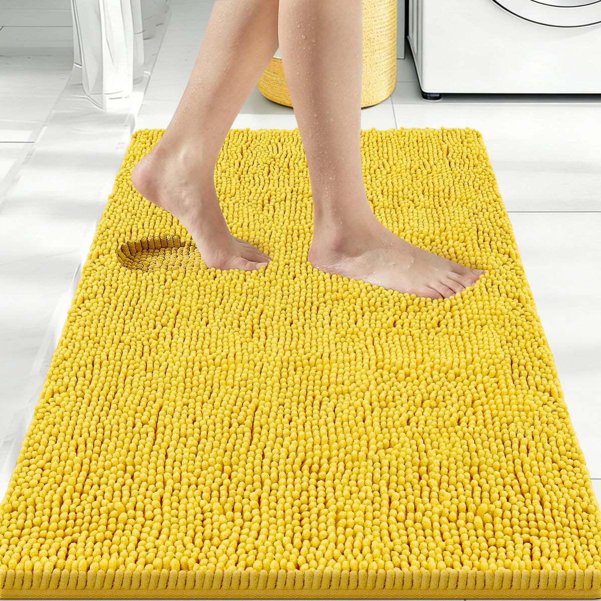 Bcoimo Bath Rug Mat,Sage Chenille High Absorbent Long Bathroom Runner Rugs