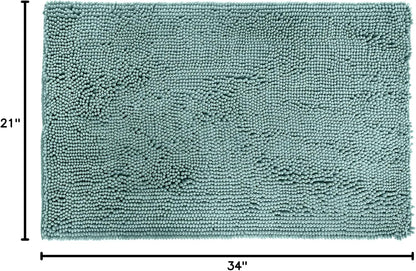 Amazon Basics Bathroom Rugs, Extra Soft Absorbent Shag Bath Rugs, Non-Slip Backing, Quick Drying, Machine Washable, Plush Comfort for Bathroom Floor, Tub and Shower, 21" x 34", Seafoam Green