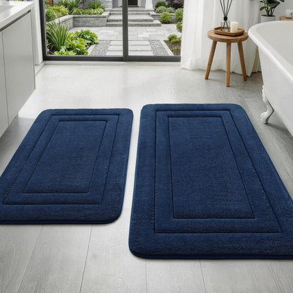 YIHOUSE 2-Piece Towel-Like Memory Foam Bathroom Rug Set, Dark Grey