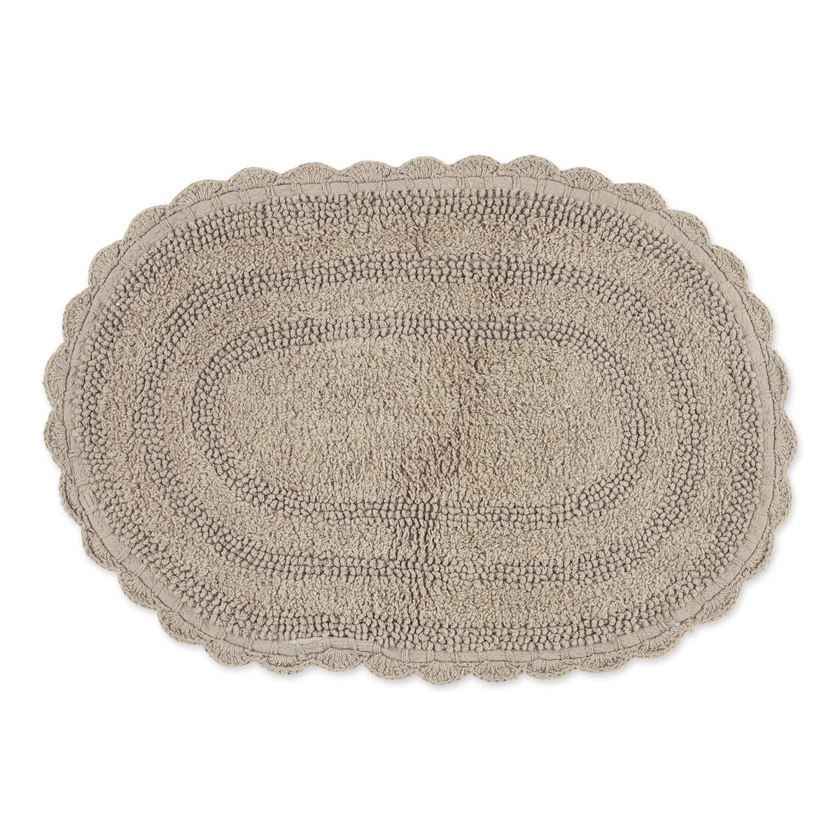 DII Crochet Collection Reversible Bath Mat, Small Oval, 17x24, Dark Green