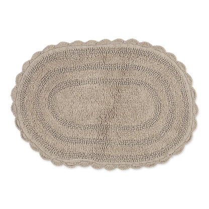 DII Crochet Collection Reversible Bath Mat, Small Oval, 17x24, Dark Green