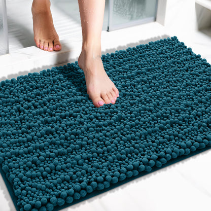 Yimobra Bathroom Rugs Non Slip Washable 32x20 Inch - Ultra Soft Absorbent Chenille Bath Mat, Quick Dry Shaggy Floor Carpet for Tub Shower, Gray Home Decor Accessories