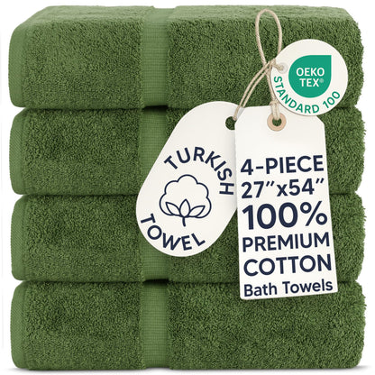Chakir Turkish Linens 100% Cotton 4-Pack Bath Towels 27x54, Gray