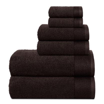 Belizzi Home 100% Cotton Ultra Soft 6 Pack Towel Set, Contains 2 Bath Towels 28x55 inchs, 2 Hand Towels 16x24 inchs & 2 Washcloths 12x12 inchs, Compact Lightweight & Highly Absorbant - Black