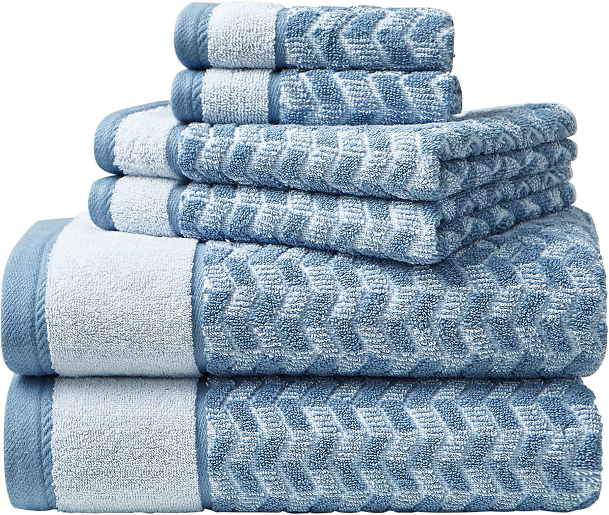Nautica - Cotton Bath Towel Set with Hand Towels & Washcloths, 6-Piece Set