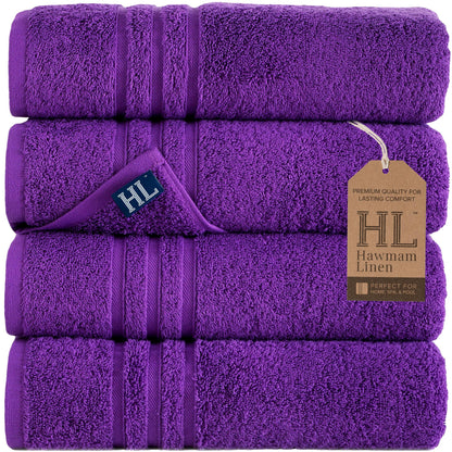 Hawmam Linen Cream 6 Piece Bath Towels Set for Bathroom Original Turkish Cotton Soft, Absorbent and Premium 2 Bath Towels, 2 Hand Towels, 2 Washcloths (Sea Salt)